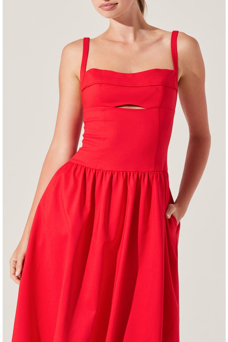 Jevi Sleeveless Bubble Midi Dress, Alternate, color, RED