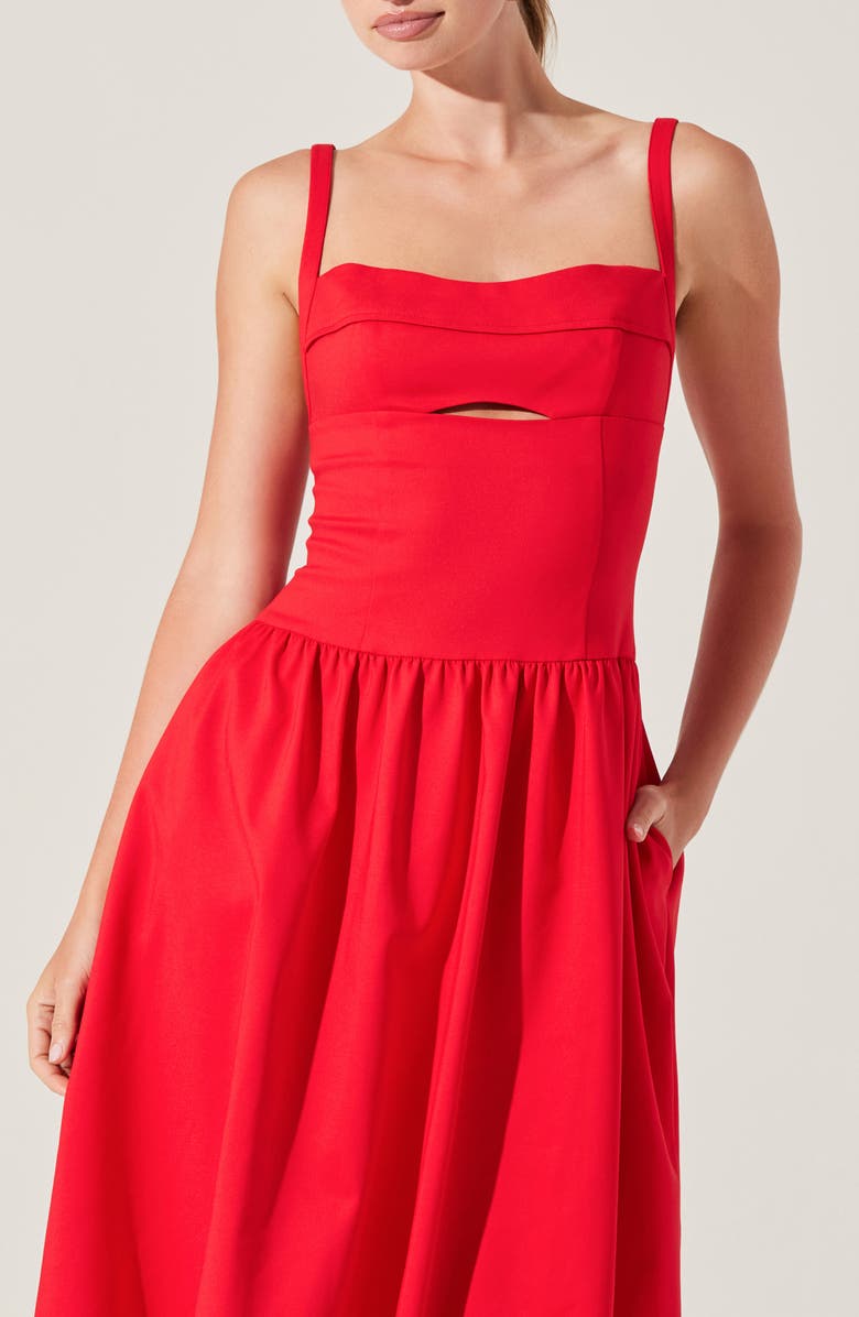 ASTR the Label Jevi Sleeveless Bubble Midi Dress, Alternate, color, Red