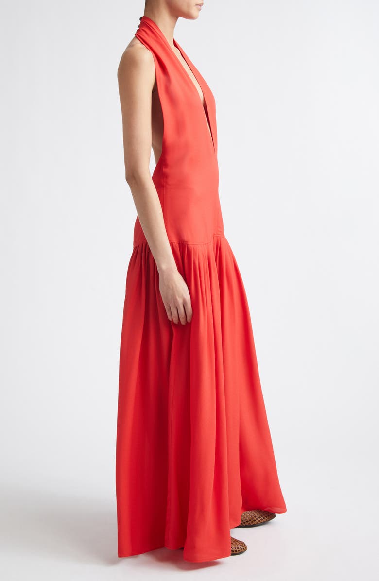 Proenza Schouler Tala Drop Waist Halter Georgette Maxi Dress, Alternate, color, Tomato