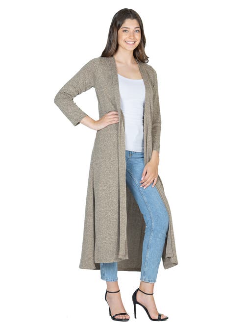 24seven Comfort Apparel Womens Long Duster Open Front Knit Cardigan In Neutral