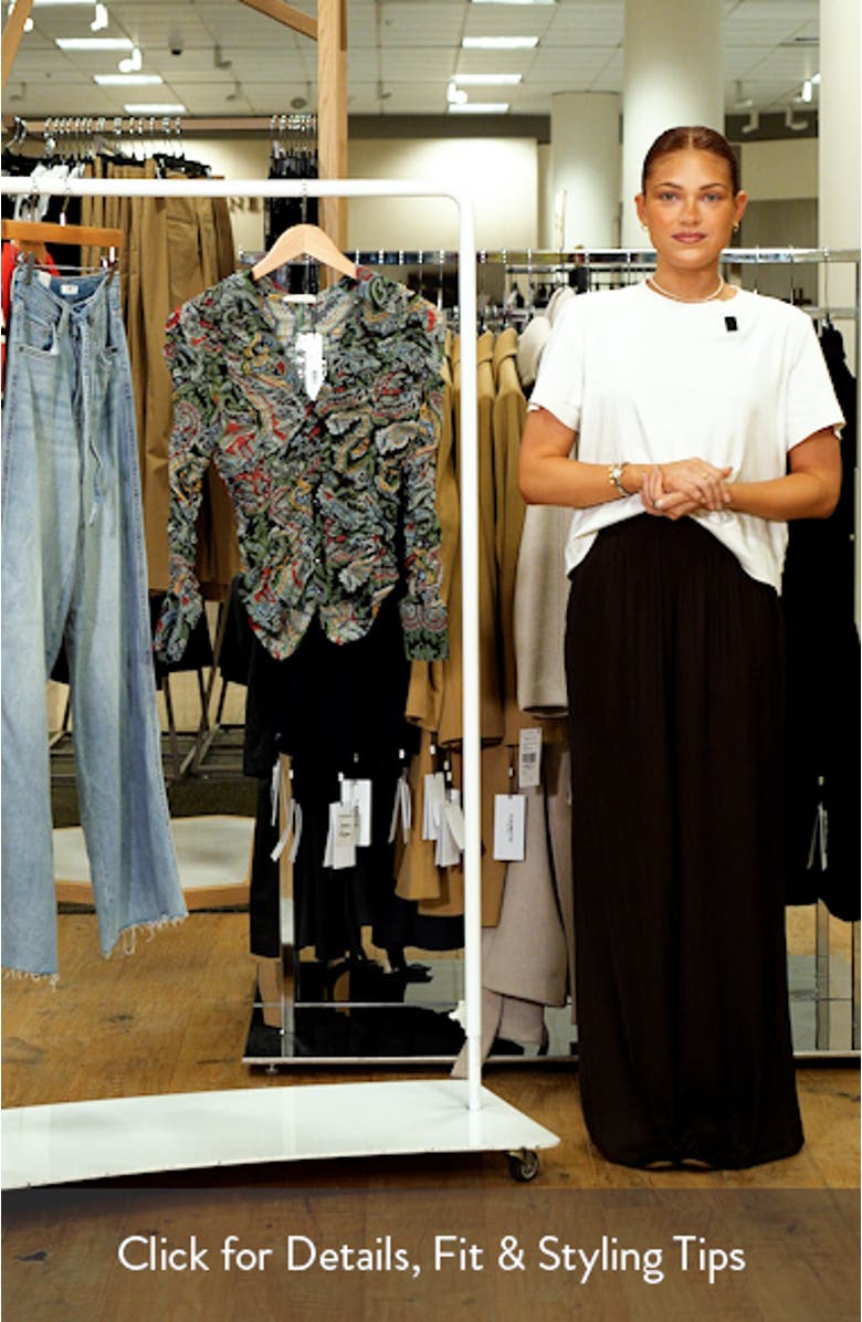 Portia Paisley Center Ruched Button-Up Shirt, sales video thumbnail