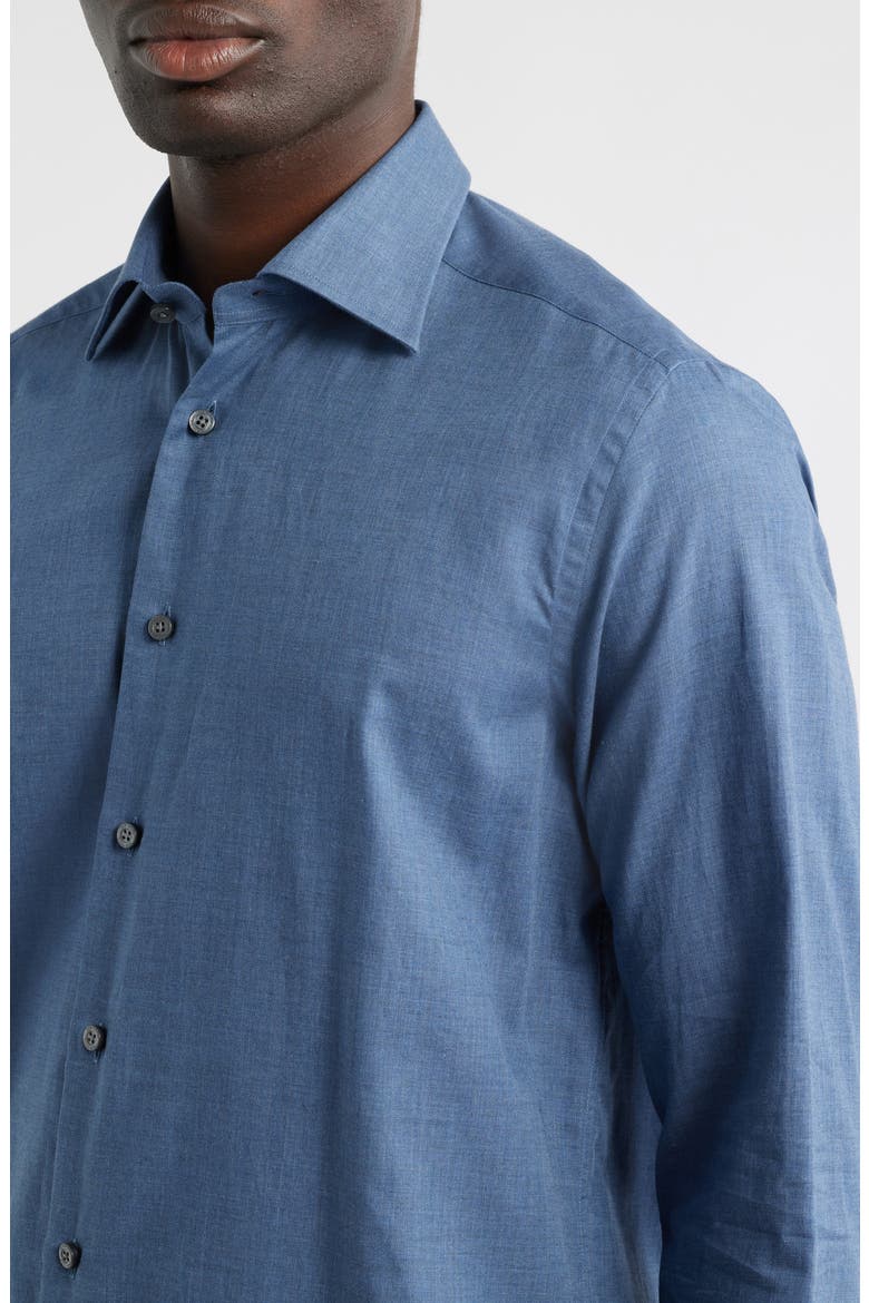 Leonard Cotton Button-Up Shirt, Alternate, color, BLUE