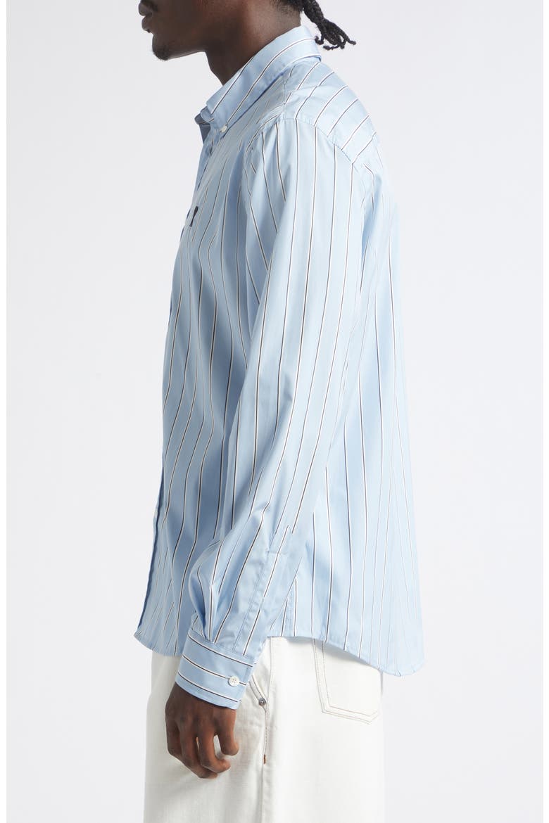 Ami de Coeur Stripe Cotton Poplin Button-Down Shirt, Alternate, color, BLEU CACHEMIRE/ IVOIRE