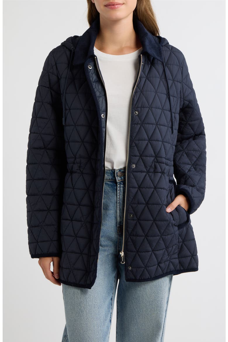 Quilted Hooded Jacket, Main, color, NAVY