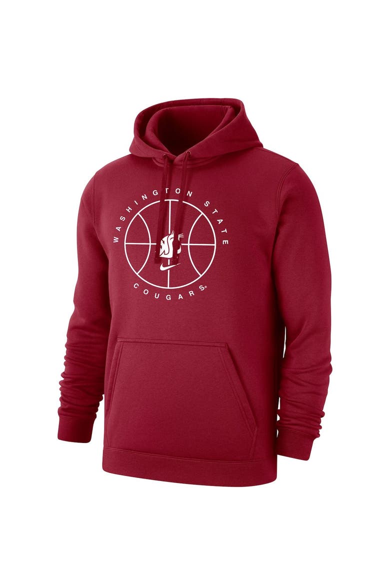 Men's Nike Crimson Washington State Cougars Basketball Icon Club Fleece Pullover Hoodie, Alternate, color, Crimson