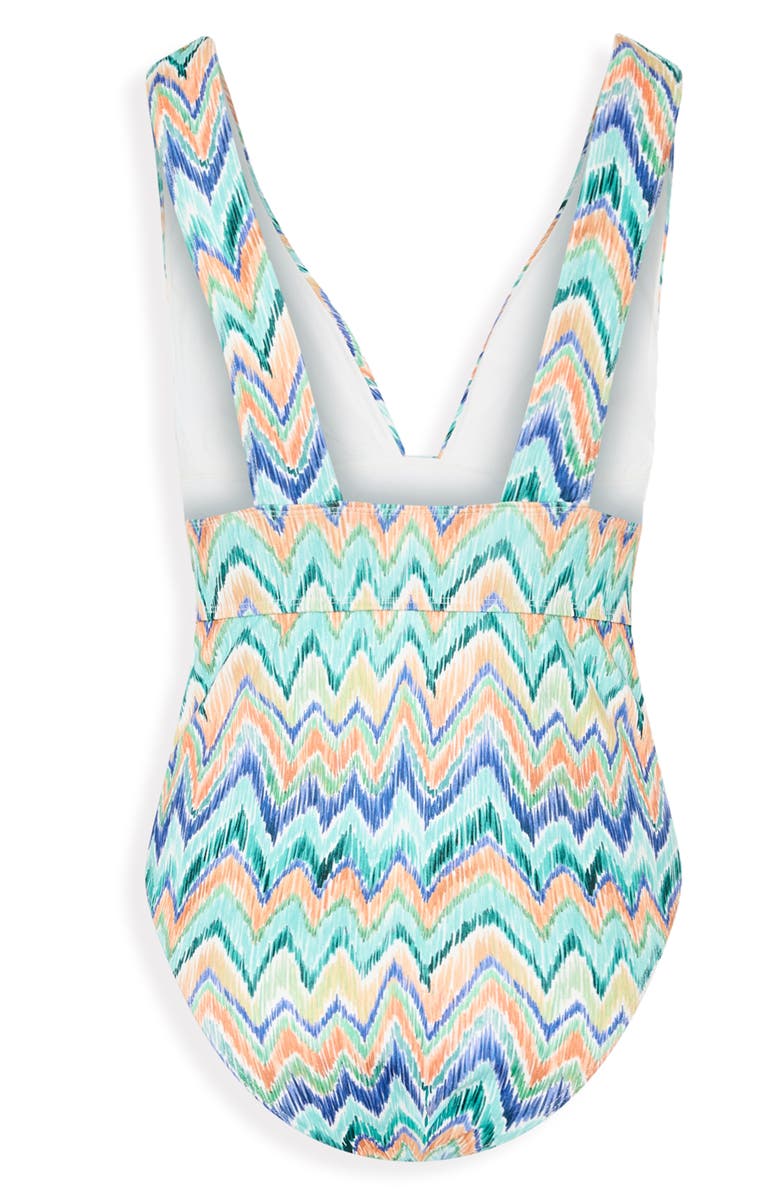 Milly Tropical Chevron Print One-Piece Swimsuit, Alternate, color,