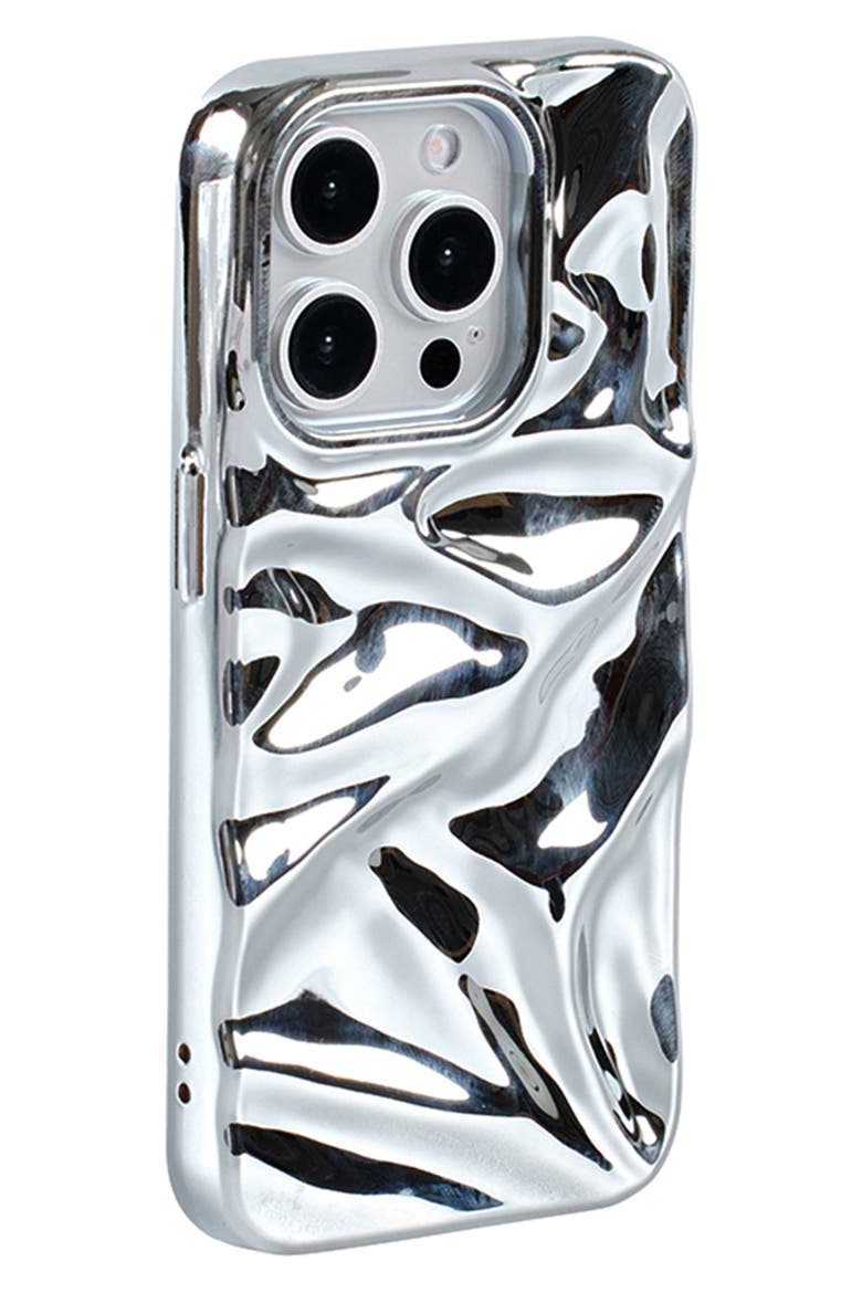 Silver Crinkle iPhone 15 Pro Max Case, Alternate, color, SILVER