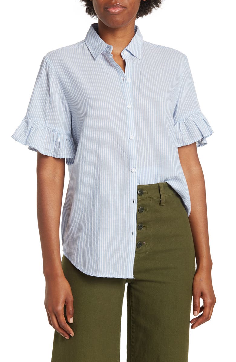 beachlunchlounge Nisa Stripe Button-Down Shirt, Main, color, 