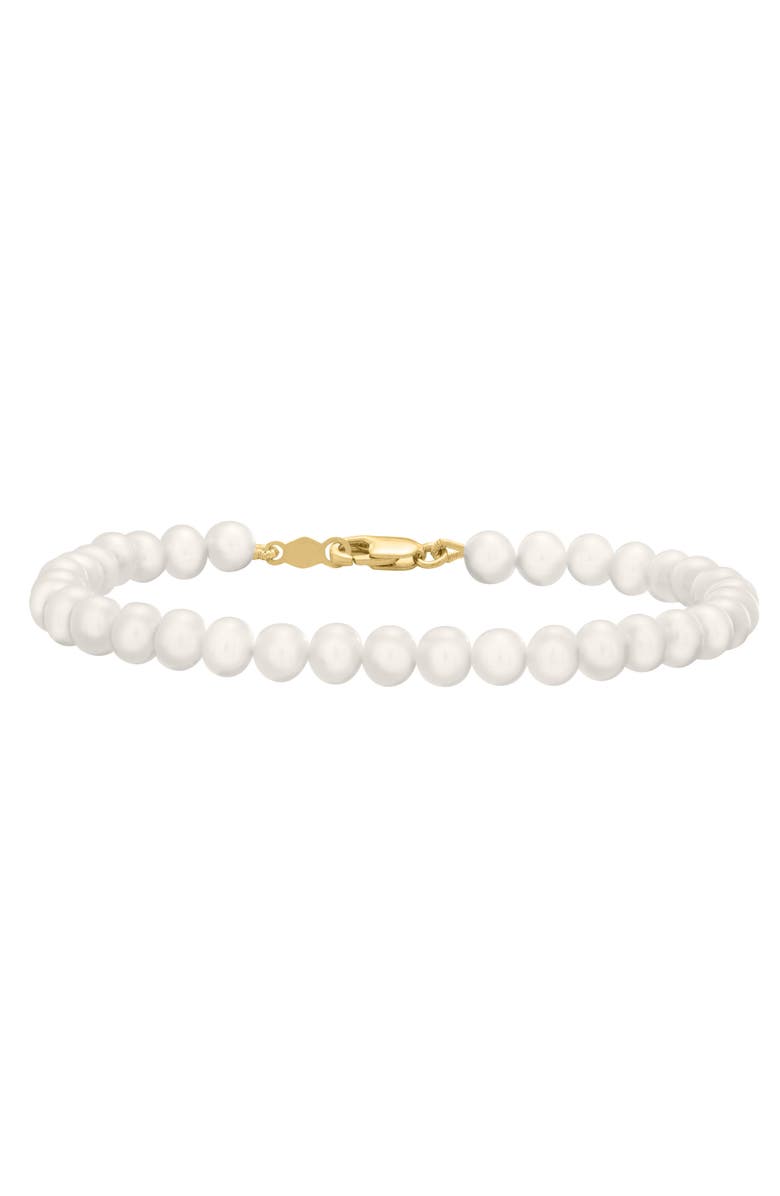 Mignonette 14K Gold & Cultured Pearl Bracelet, Main, color, Gold