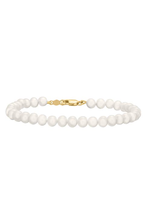 14K Gold & Cultured Pearl Bracelet (Girls)