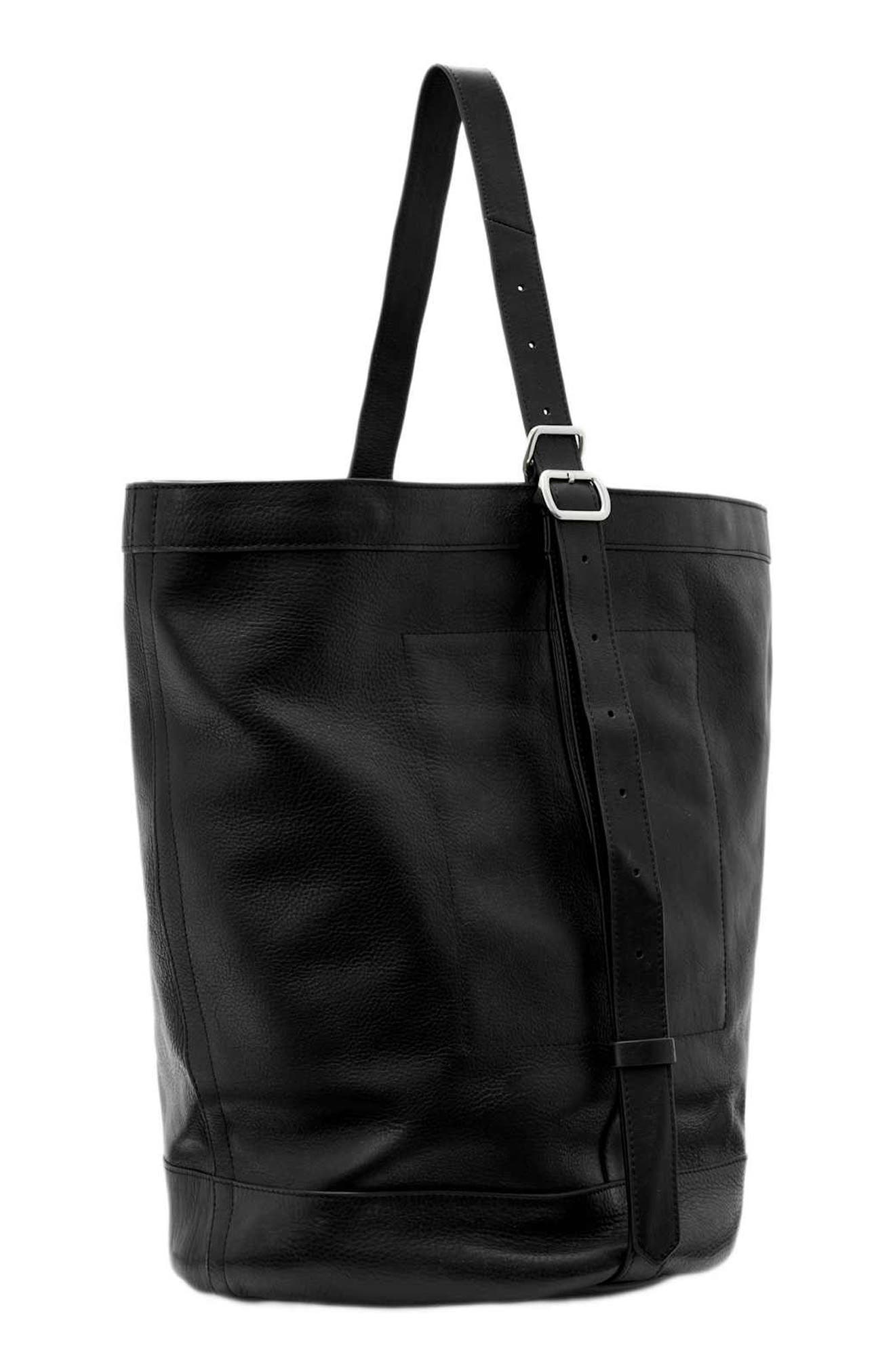 Bucket Leather Sling Bag, Alternate, color, BLACK