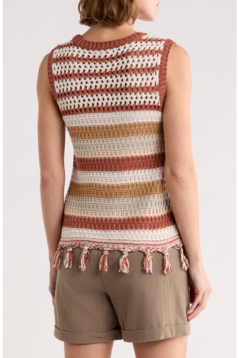 Stripe Tassel Trim Crop Sweater Tank, Alternate, color, MULTI