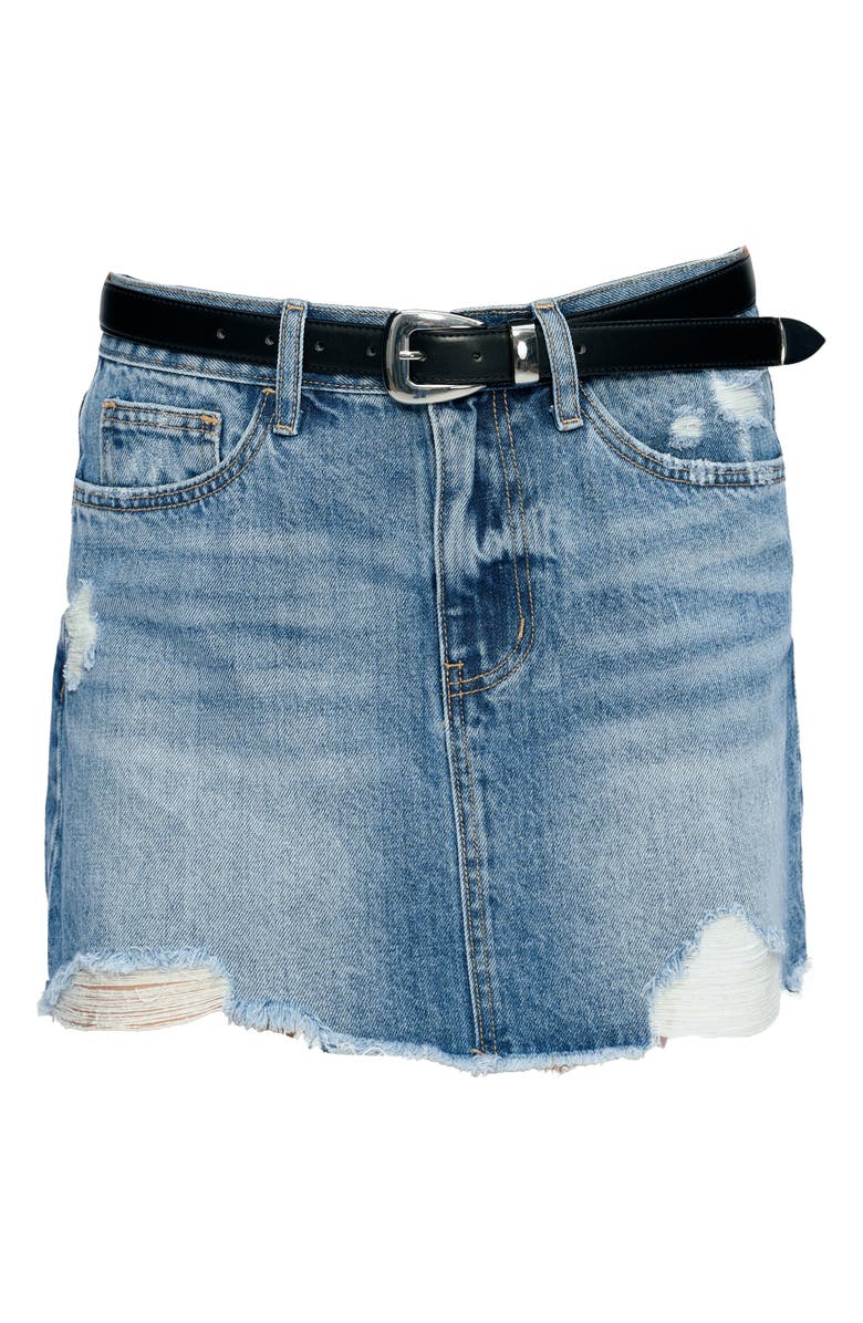 Bayeas Anna Distressed Denim Miniskirt, Alternate, color, Medium Blue