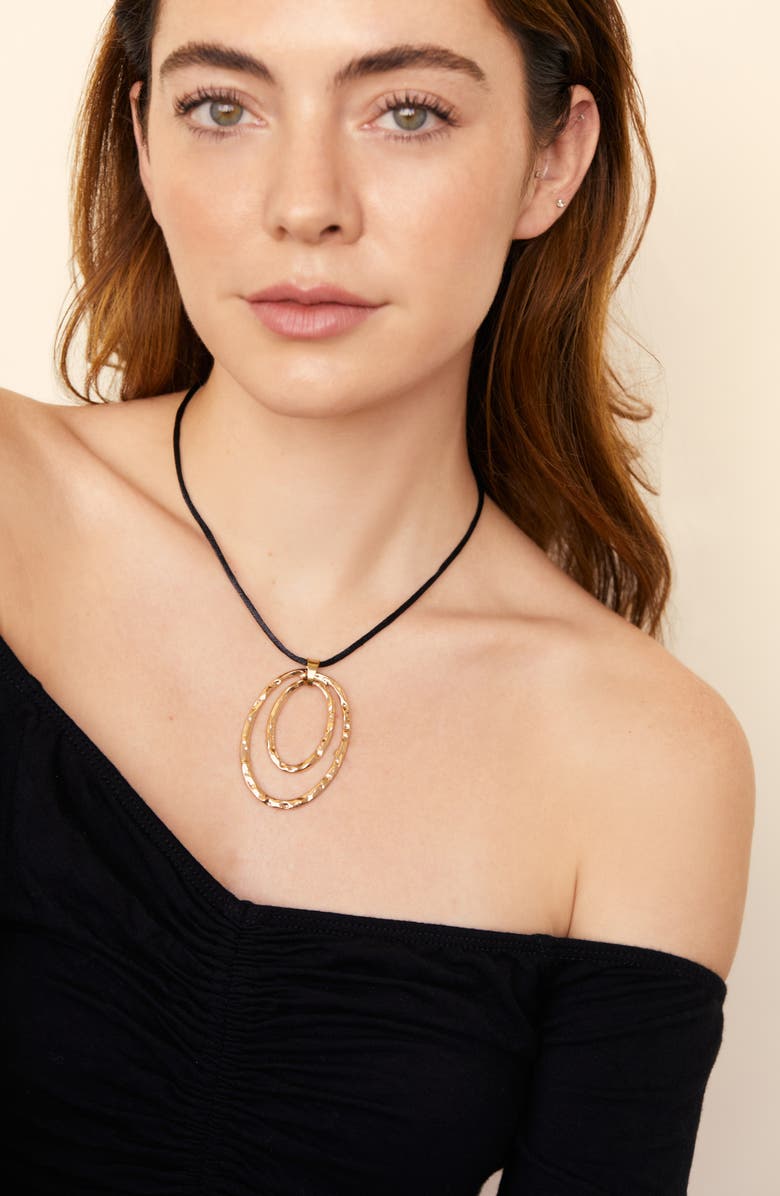 Petit Moments Hoop Pendant Cord Necklace, Alternate, color, Gold