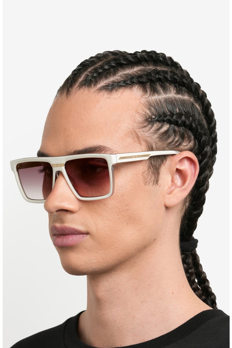 Victory 58mm Rectangular Flat Top Sunglasses, Alternate, color, GOLD IVORY