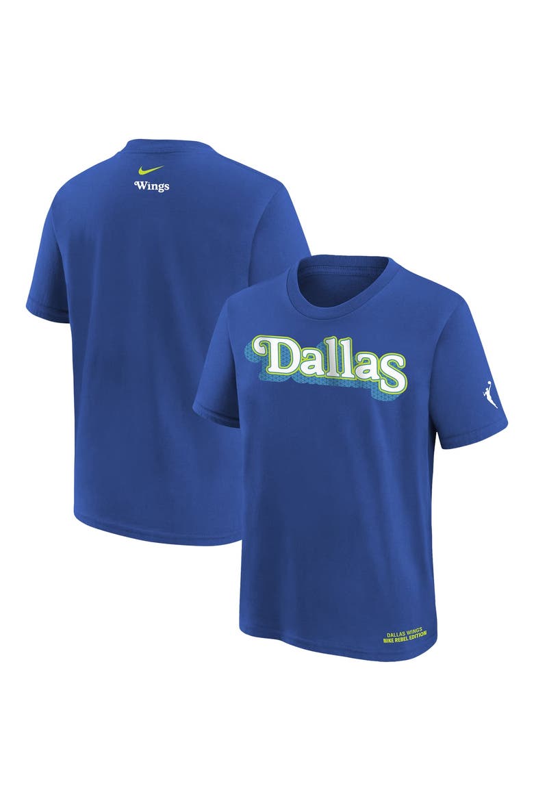 Youth Nike  Blue Dallas Wings Rebel Edition T-Shirt, Main, color, Blue