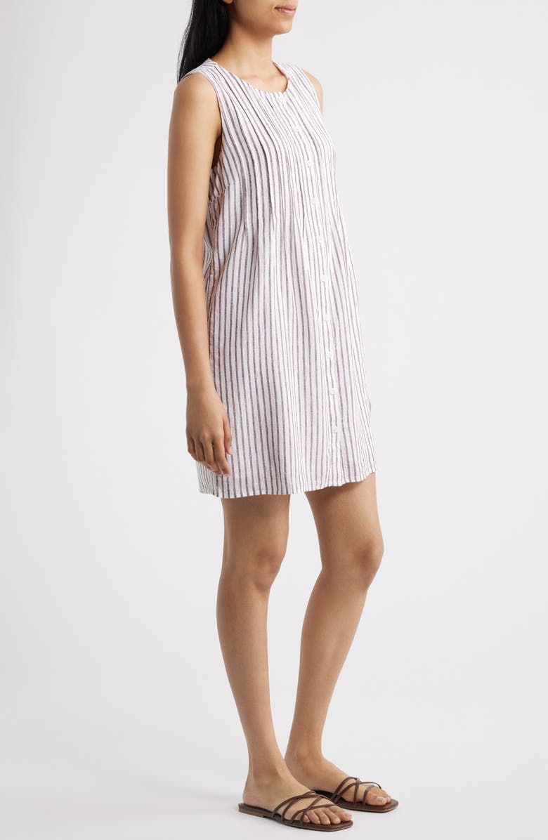 Cloth & Stone Pintuck Button Front Dress, Alternate, color, Cocoa Brown Stripe