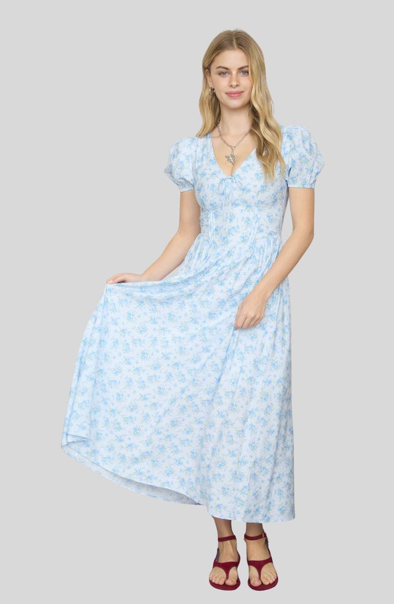 Blu Pepper Floral Print Midi Dress, Alternate, color, Blue Multi