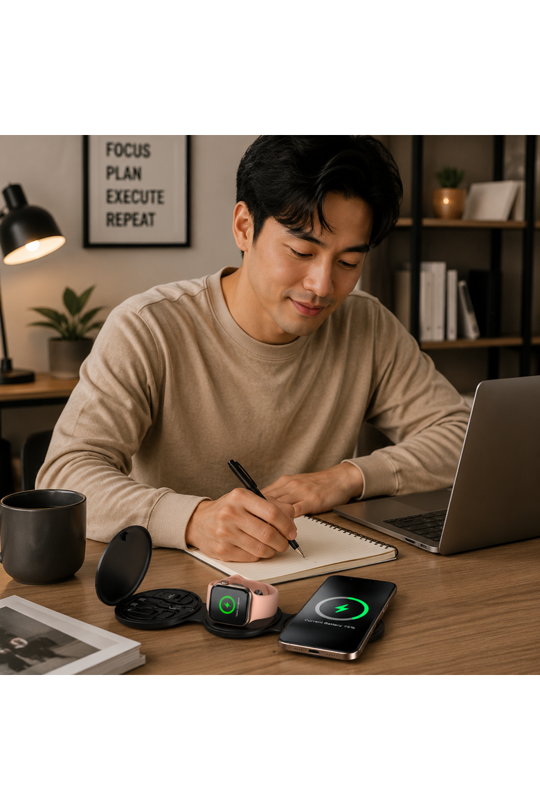 5-in-1 Wireless Charger & Earbuds Tech Set, Alternate, color, Black