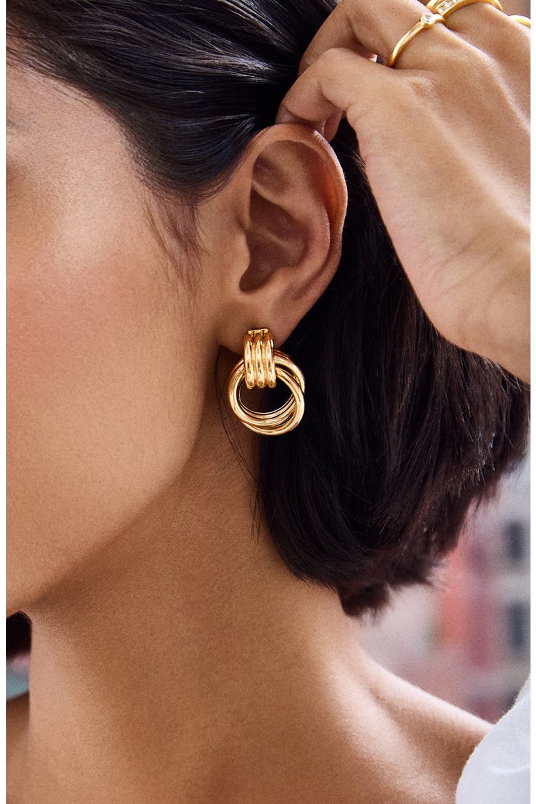 Interlocking Hoop Earrings, Alternate, color, GOLD