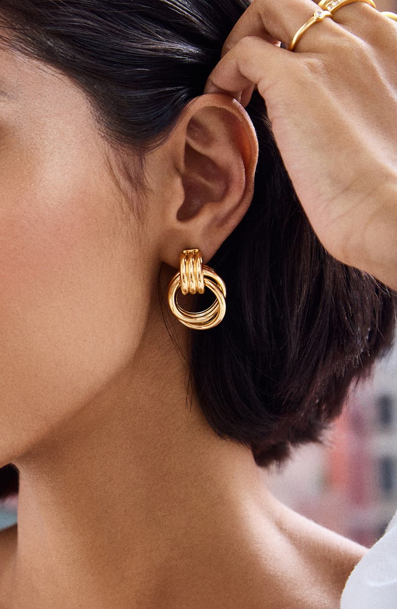 BaubleBar Interlocking Hoop Earrings, Alternate, color, Gold