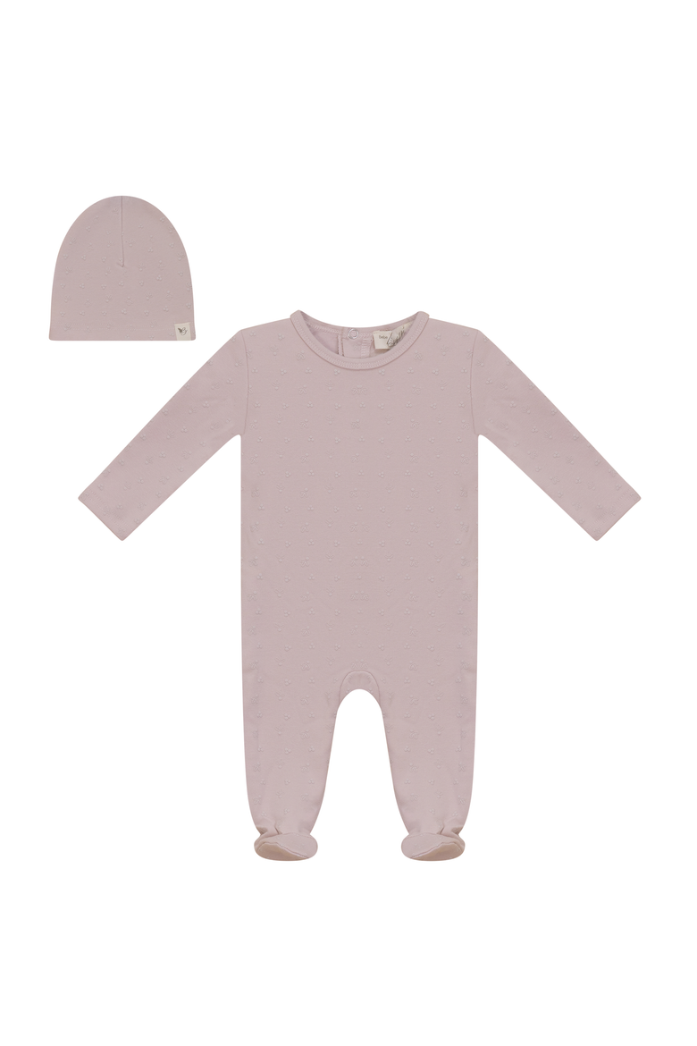 Girl Back Snap Puff Print Romper with Hat, Main, color, Primrose