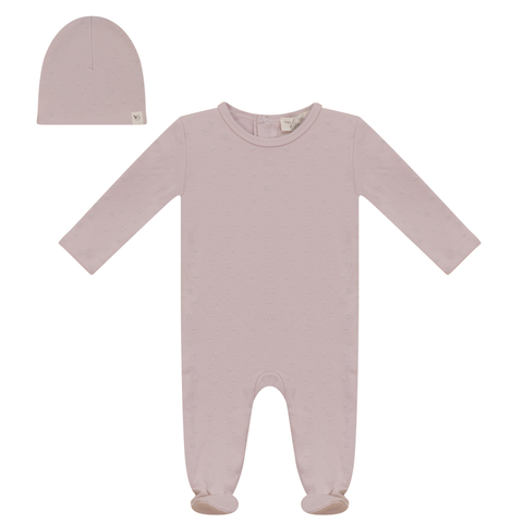 Girl Back Snap Puff Print Romper with Hat (Baby)