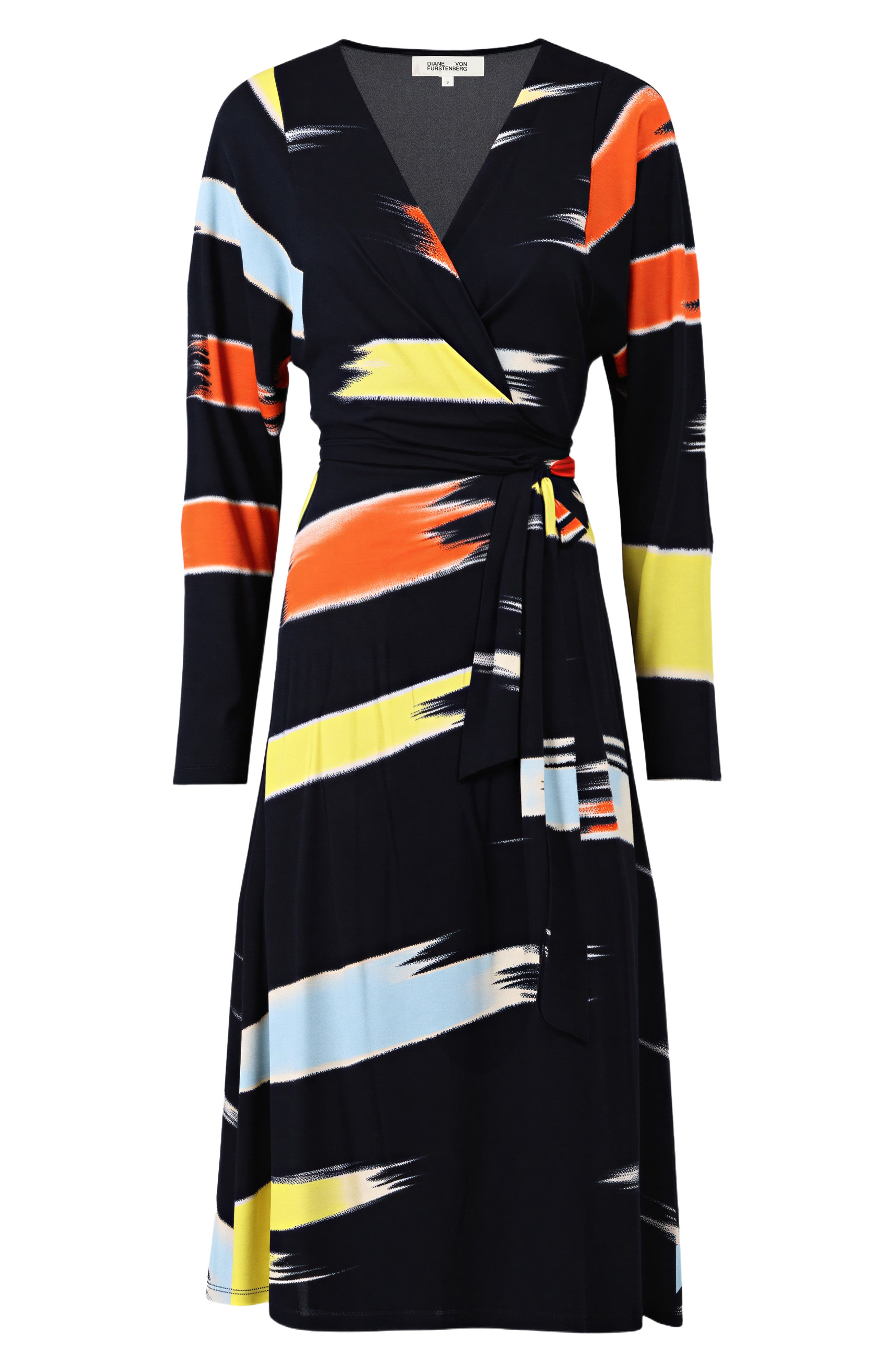 diane von furstenberg long sleeve wrap dress Aubrey Jacquard Long Sleeve Wrap Dress