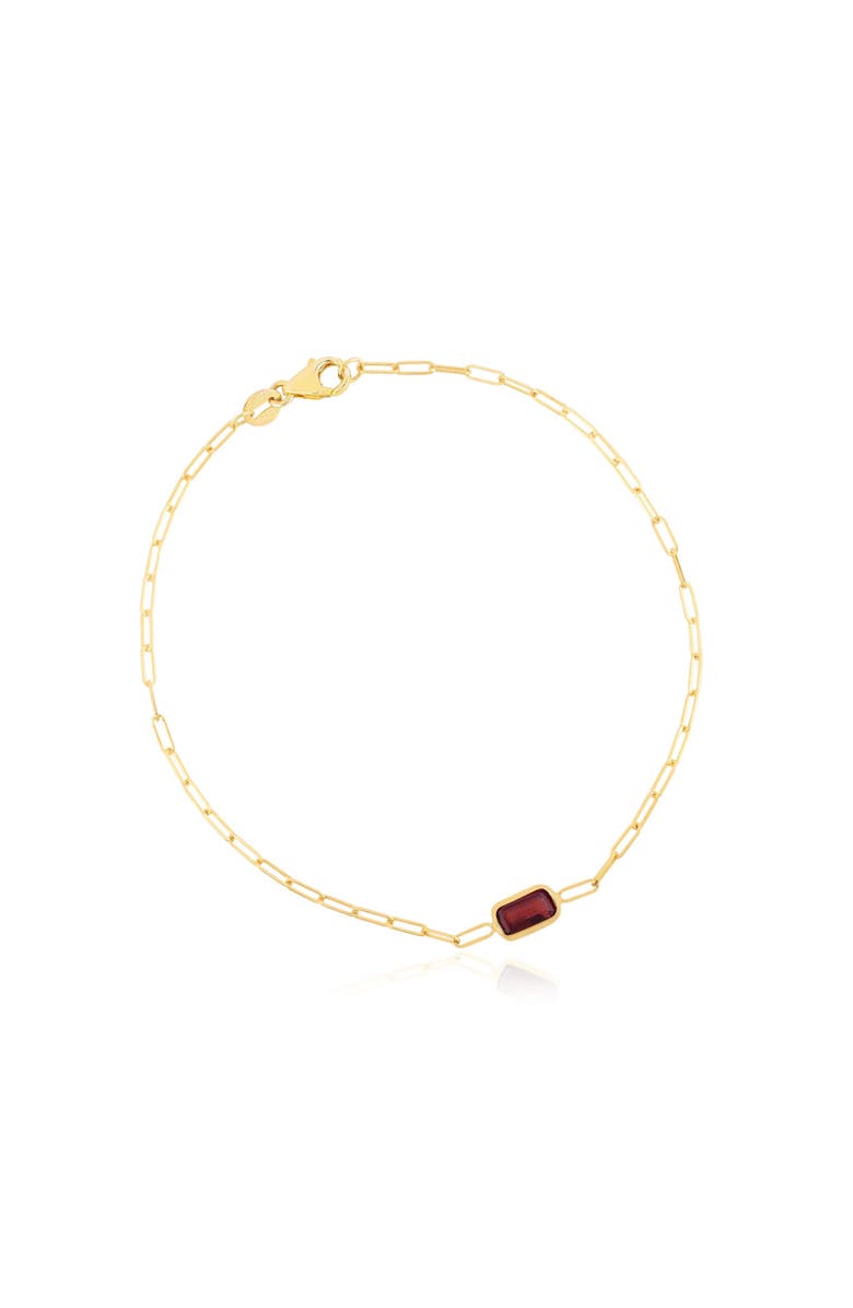 The Lovery Fine Jewelry Garnet Bezel Paperclip Bracelet, Main, color, Garnet