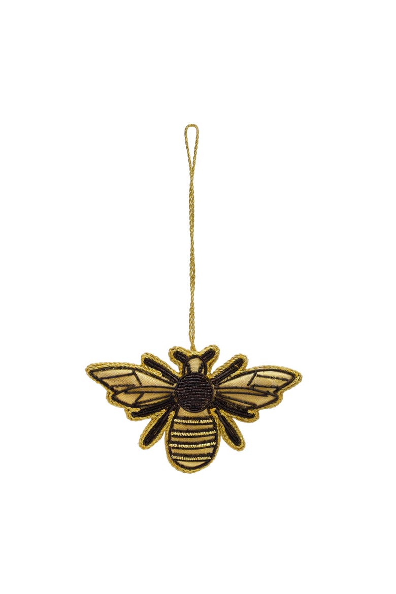 Bee Beaded Yellow Christmas Tree Ornament, Main, color, Yellow