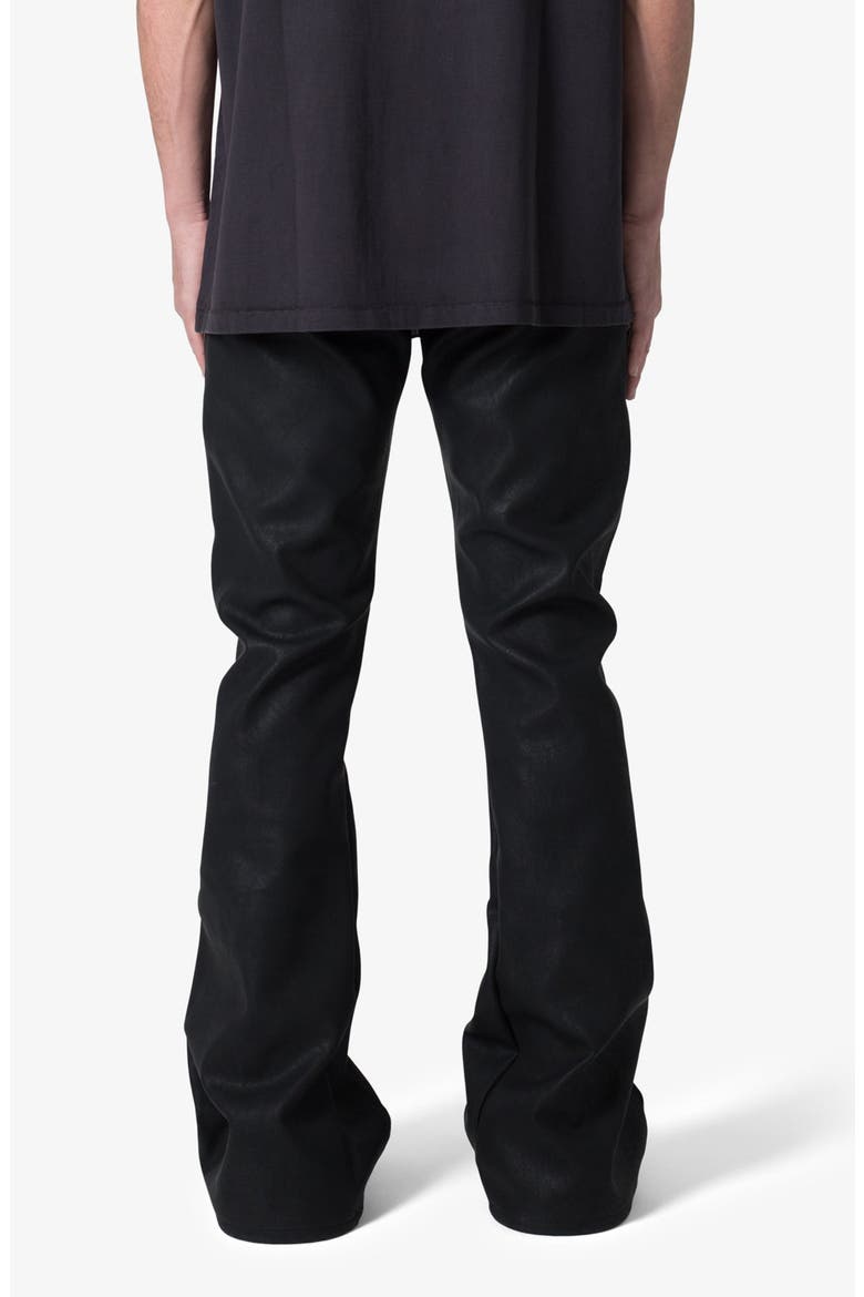 D519 Zipper Flare Coated Leather Jeans, Alternate, color, BLACK