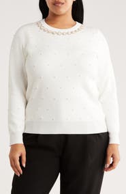 BY DESIGN Embellished Crewneck Sweater