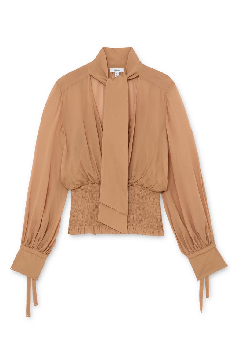 Reiss Phoebe Tie-Neck Smock Top, Alternate, color, Rust Orange