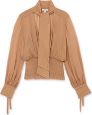 Reiss Phoebe Tie-Neck Smock Top