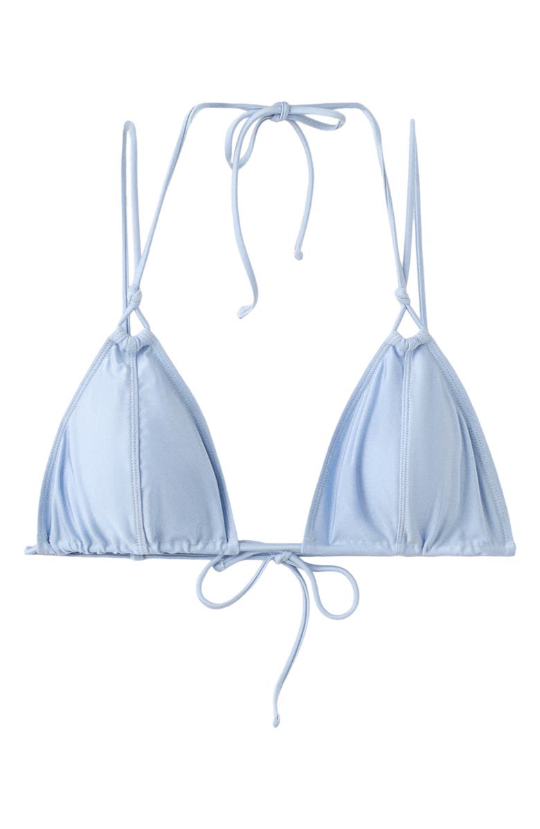 MANGO Seamed Knotted Triangle Bikini Top, Main, color, Sky Blue