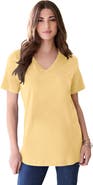Roaman's Plus Size Cotton Ultimate V Neck Tee