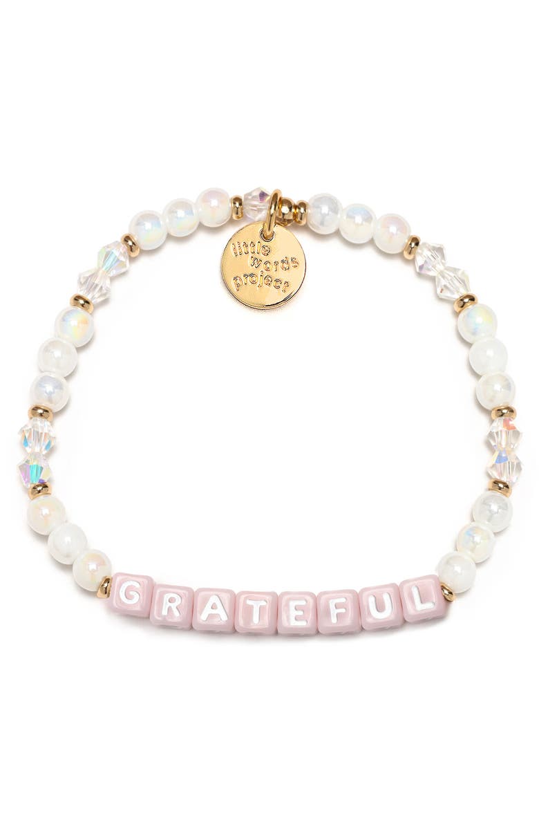 Little Words Project Grateful Beaded Stretch Bracelet, Main, color,