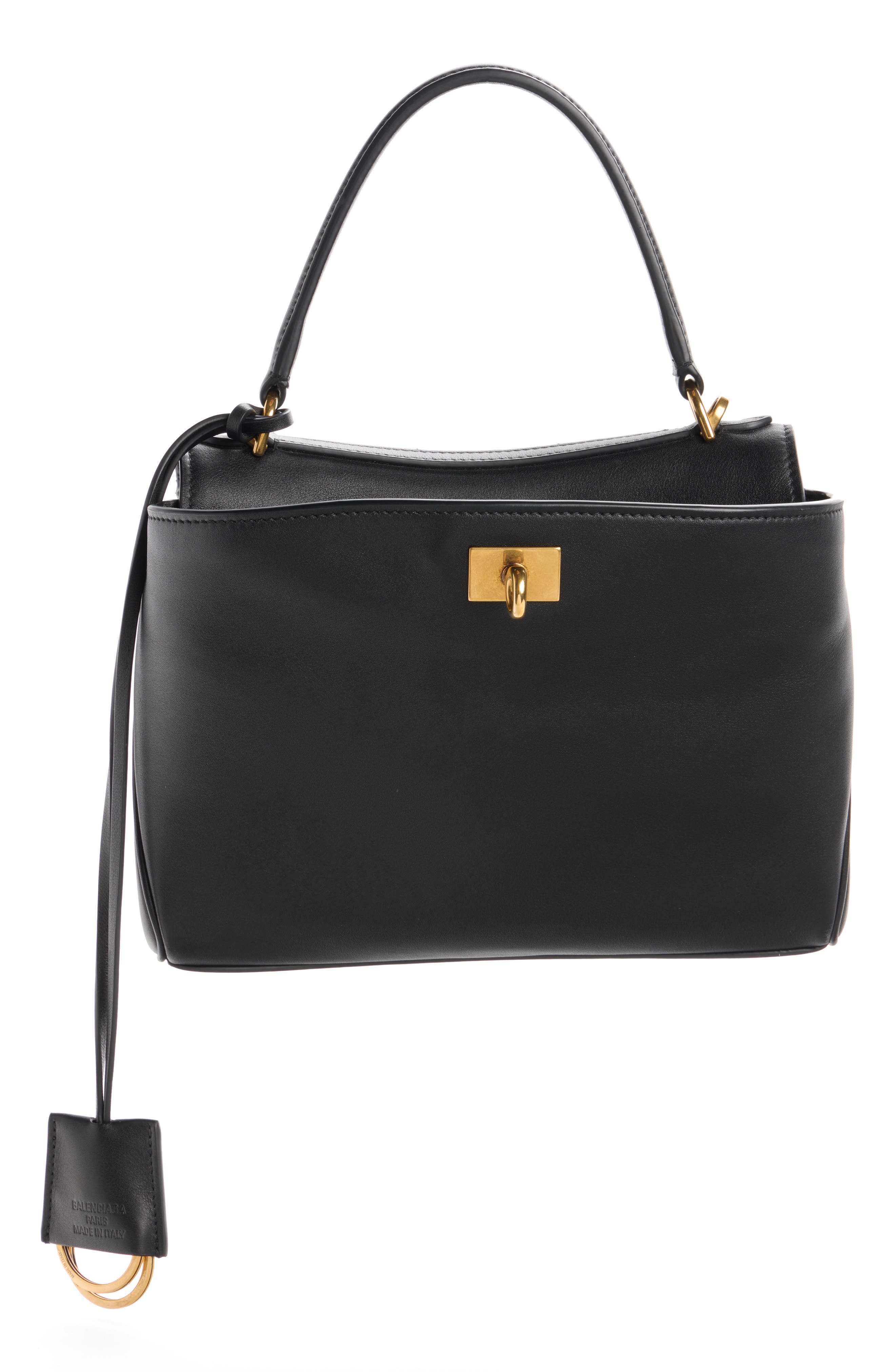 Balenciaga Small Rodeo Leather Handbag, Main, color, 1000 Black