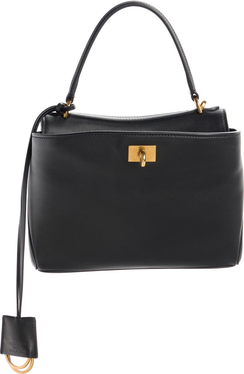 Balenciaga Small Rodeo Leather Handbag, Main, color, 1000 Black