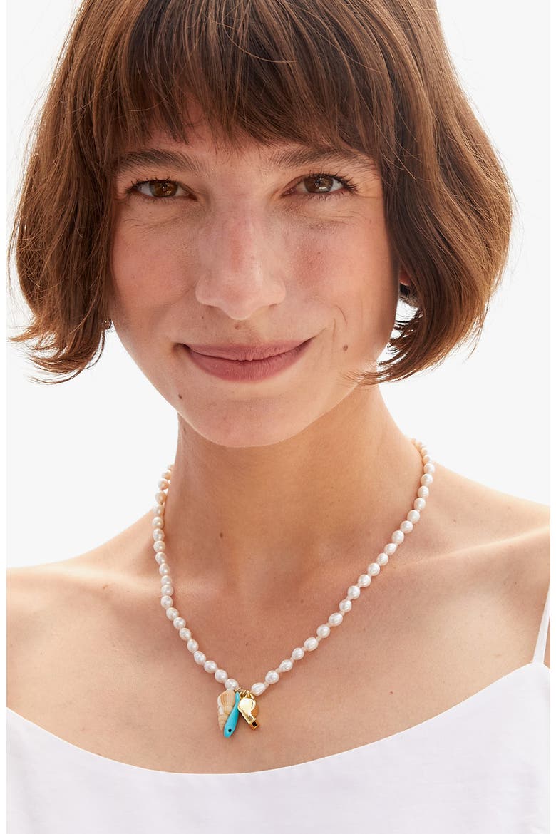 Freshwater Pearl Charm Necklace, Alternate, color, MULTI