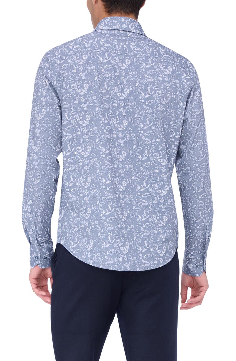 Bugatchi James OoohCotton<sup>®</sup> Floral Print Button-Up Shirt, Alternate, color, Navy