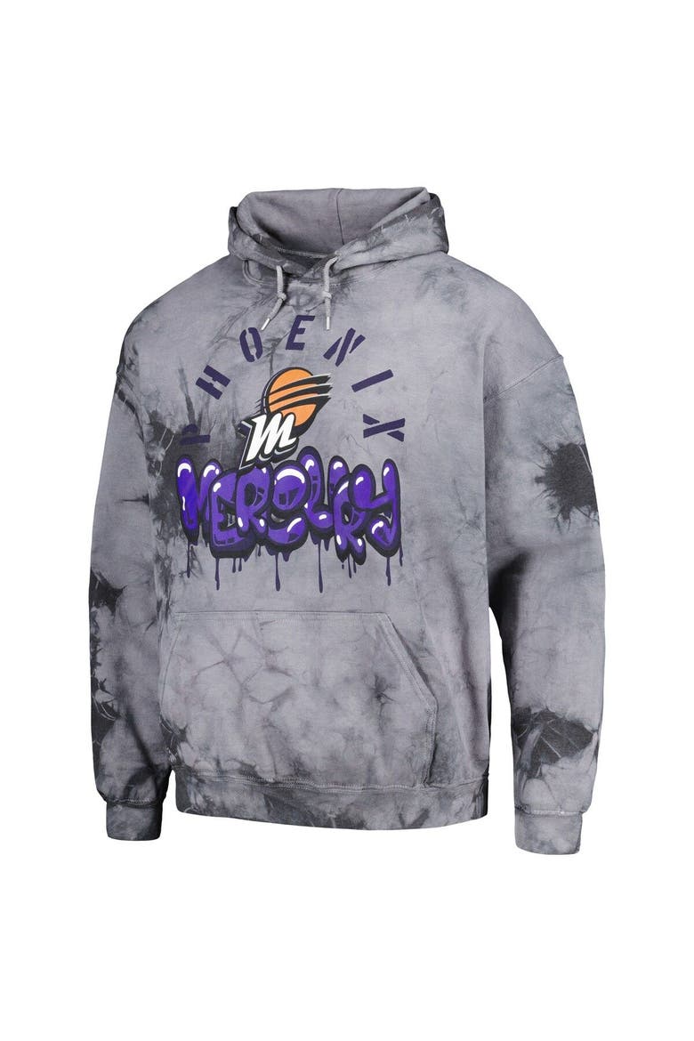 Unisex Stadium Essentials Charcoal Phoenix Mercury Street Art Dark Crystal Tie-Dye Washed Pullover Hoodie, Alternate, color, Charcoal