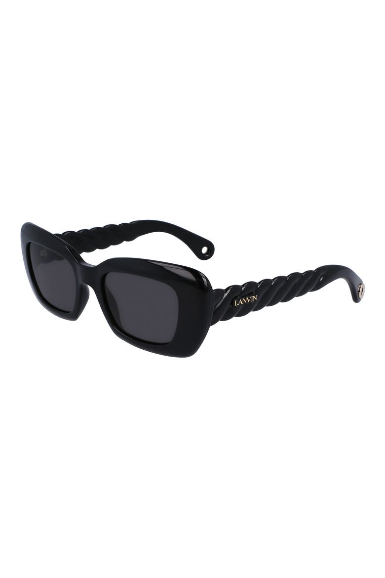 52mm Babe Modified Rectangular Sunglasses, Alternate, color, BLACK