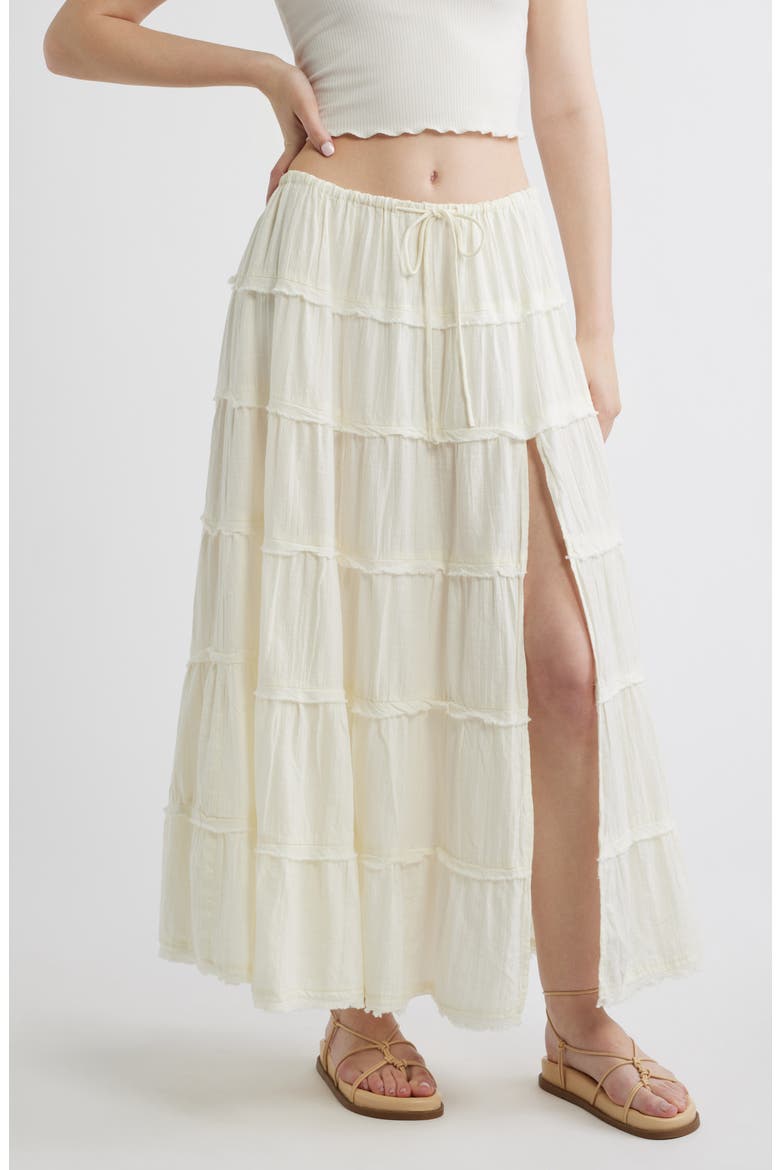 Nova Tiered Gauze Midi Skirt, Main, color, WHITE