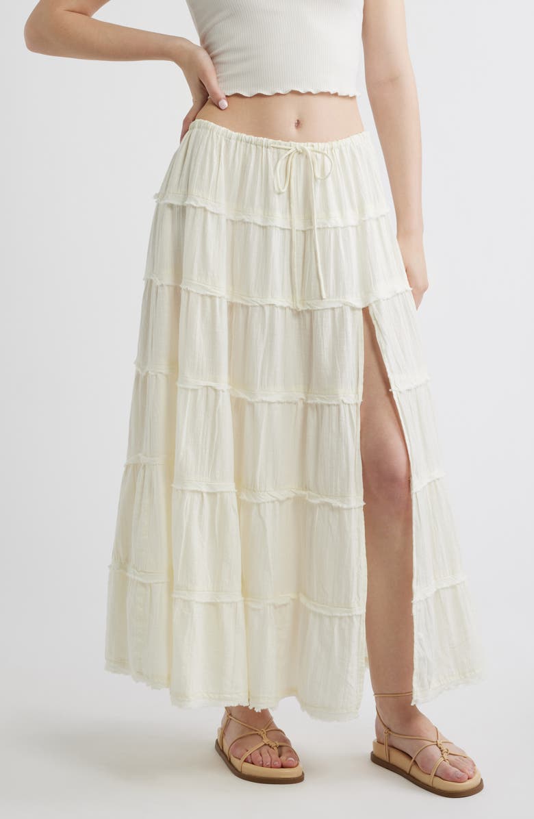 BDG Urban Outfitters Nova Tiered Gauze Midi Skirt, Main, color, White