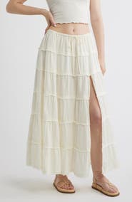 BDG Urban Outfitters Nova Tiered Gauze Midi Skirt
