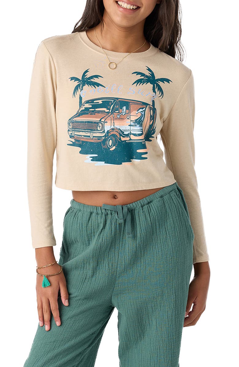 O'Neill Kids' Coastal Cruiser Crop Cotton Graphic T-Shirt, Main, color,