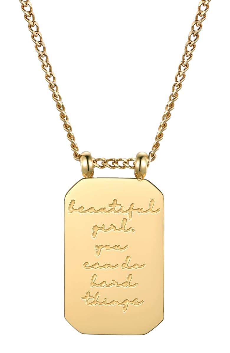 Mantra Beautiful Girl, You Can Do Hard Things - Necklace, Main, color, Yellow Gold