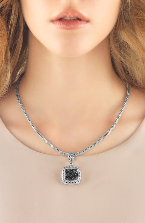 John Hardy Classic Chain Square Necklace Enhancer In Silver/black Diamonds