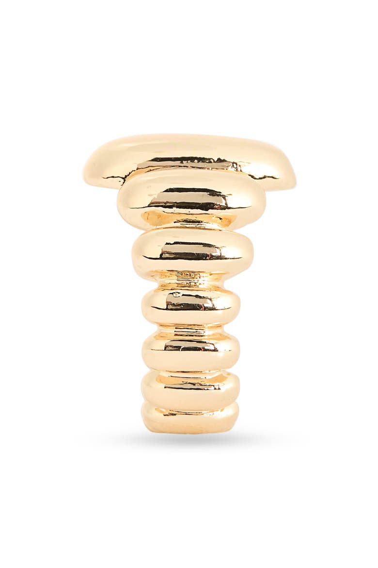 Wide Puffy Ridged Ring, Alternate, color, GOLD